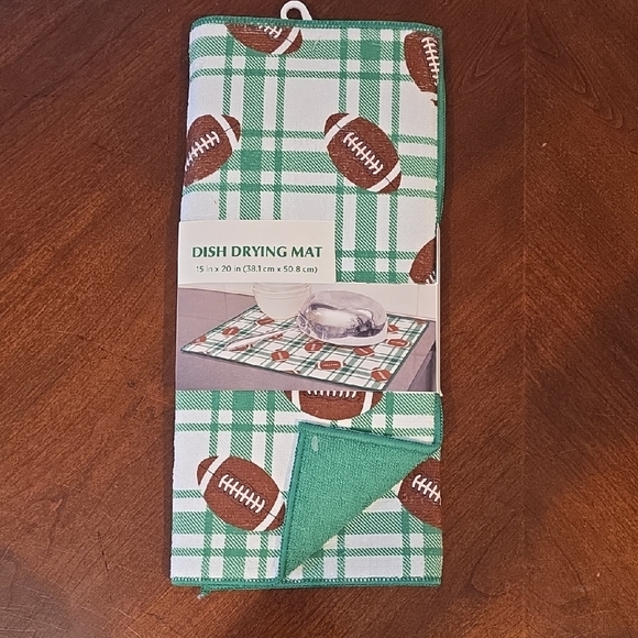 old east Other - (J61) Football Themed Dish Drying Mat - Green and Brown